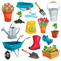 Garden Set With Sprout And Inventory vector