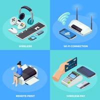 Wireless Technology 4  isometric Icons Square vector