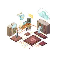 Server Room Isometric Illustration vector