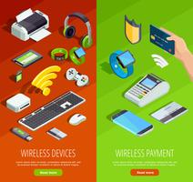 Wireless Technology Isometric Vertical Banners Set vector
