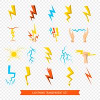Lightning Icons Transparent Set vector