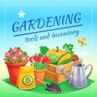 Herramientas de jardinería y concepto de diseño de inventario vector