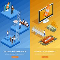 Business Strategy Isometric Vertical Banners vector