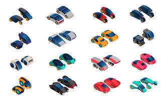 Futuristic Cars Isometric Icons Set vector