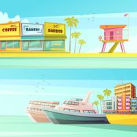 Banners horizontales de Miami Beach vector