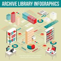 Archivo biblioteca isométrica infografía diagrama de flujo cartel vector