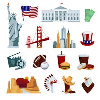 USA Flat Icons Set vector