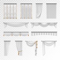 Transparent Curtains Draperies Realistic Set Background vector