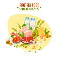 Protein Food Products Flat  Illustration Poster  vector