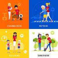 Volunteers Action Concept On Colored Background vector