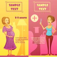 Pregnancy 2 Vertical Retro Banners Set  vector