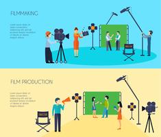 Filmmaking Process 2 Flat Horizontal Banners  vector