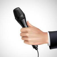Hand With Microphone Realistic Detail Poster   vector