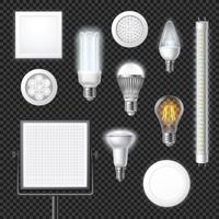 Lámparas Led Realista Conjunto Transparente vector