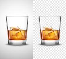 Whisky Shots Glassware Realistic Transparent Banners  vector