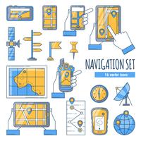 Navigation Flat Color Icons Set vector