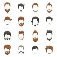 Men Hairstyle Icons Set  vector