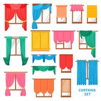 Window Curtains And Blinds Set vector