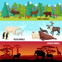 Flat Animal Banners Set vector