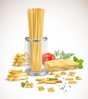 Dry Pasta Assortment Herbs Realistic Poster  vector