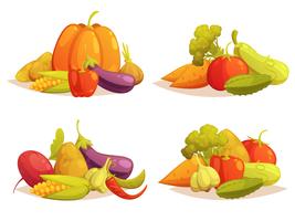  Vegetables Compositions 4 Icons Square Set 