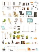 Modern Office Accessories Cartoon Set  vector