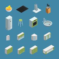 Kitchen Interior Elements Isometric vector