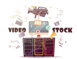 Video Microstock industria concepto Retro ilustración vector