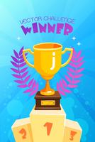 Winner Trophy On Podium Colorful Poster vector