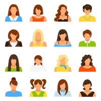 Conjunto de iconos de avatar de mujer vector