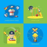 Cricket 2x2 iconos planos vector