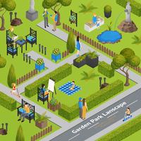 Illustration Of Garden Park Landscape vector