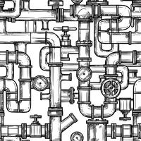 sistema de tubos de dibujo sin patrón vector