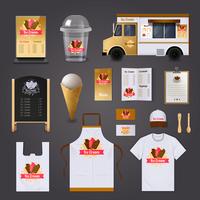 Set de diseño de venta de helados vector