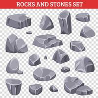 Grandes y pequeñas rocas grises y piedras vector