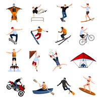 Extreme Sports People Flat Icons  vector