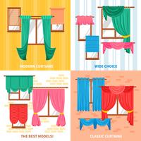 Curtains For Windows 2x2 Design Concept  vector