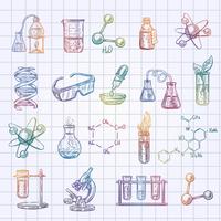 Chemistry Sketch Icons Set  vector