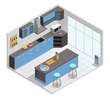 Kitchen Interior Isometric Concept vector