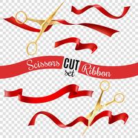 Scissors And Ribbon Transparent Set vector