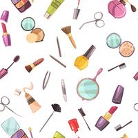Cosmetic Makeup Accessories Flat Seamless Pattern  vector