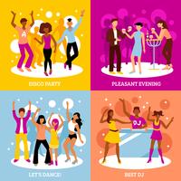 Disco Party Concept Icons Set  vector