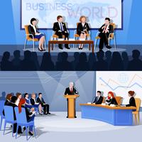 Conference Public Speaking 2 Flat Banners  vector