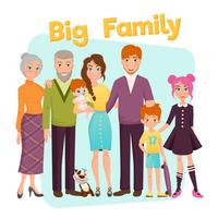 Ilustración de familia feliz grande