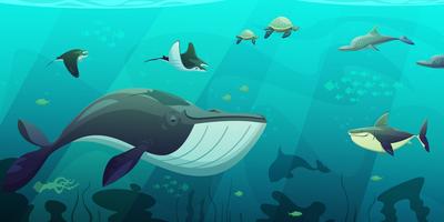 Underwater Marine Ocean Life Abstract Banner vector