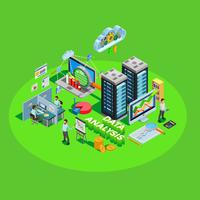 Data Analysis Process Element Isometric Poster  vector