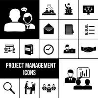 Conjunto de iconos de gestion de proyectos negro vector