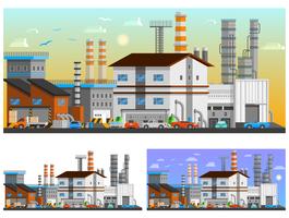 Conjunto de composiciones ortogonales de edificios industriales. vector