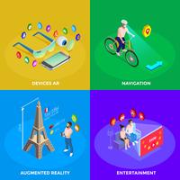 Augmented Reality 4 Isometric Icons Square vector