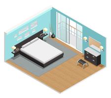 Bedroom Interior Isometric View Poster  vector